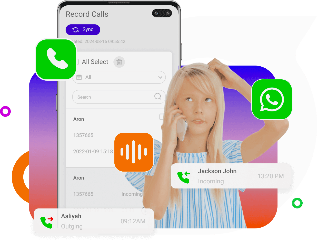 Parent using PhoneParental dashboard to view device activity